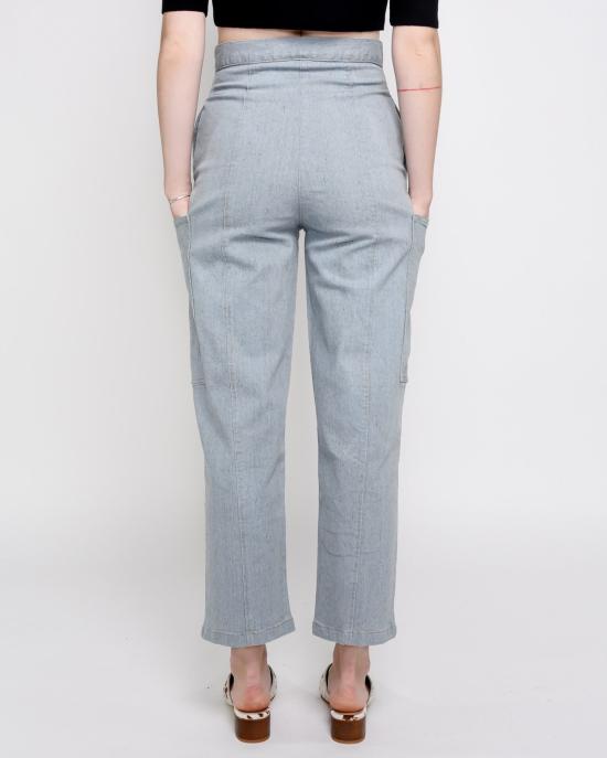  리타 데님 팬츠 로우 르네 카고 진 (재활용 데님) - RITA