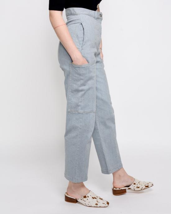  리타 데님 팬츠 로우 르네 카고 진 (재활용 데님) - RITA