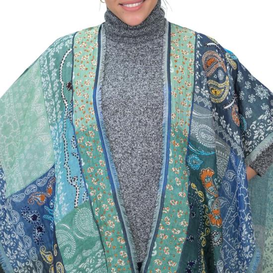  비스마야 가디건 Vismaya Paloma 페이즐리 판초 그린/멀티컬러