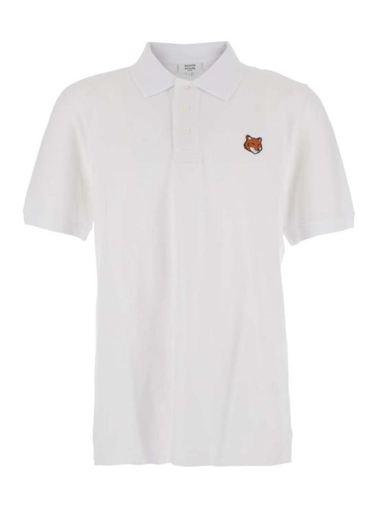  메종키츠네 폴로 티셔츠 메종 키츠네 화이트 폴로 셔츠 (클래식 칼라 및 로고 자수)
