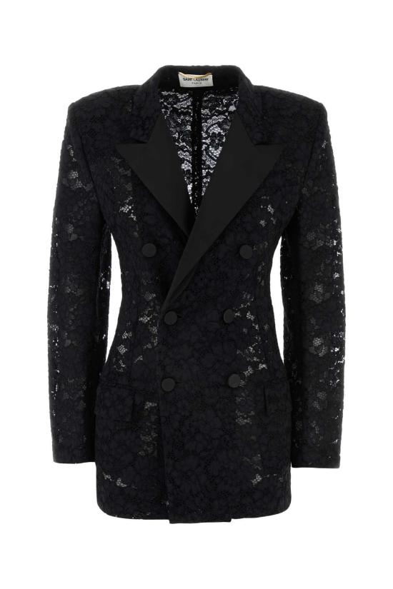  생로랑 수트 자켓 Saint Laurent 기퓌르 레이스 블레이저 블랙