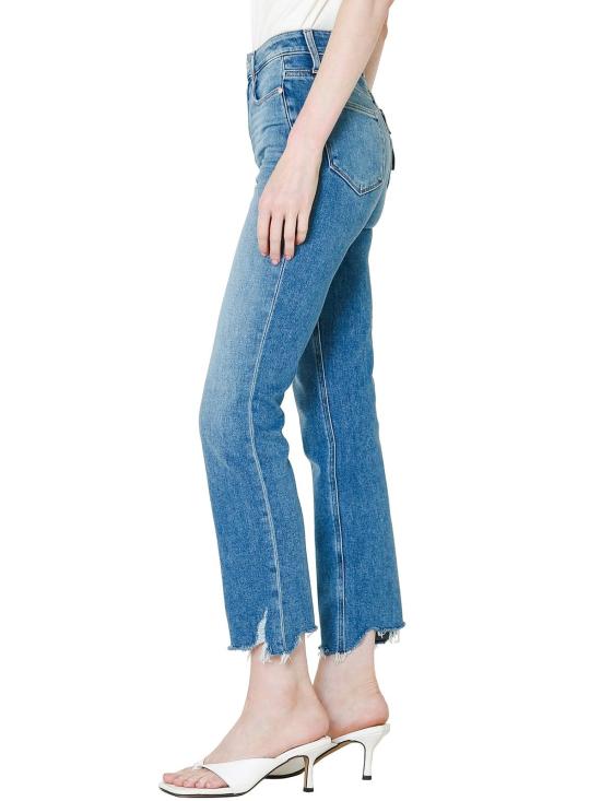  페이지 데님 팬츠 데님 신디 하이라이즈 스트레이트 진 멜 디스트로이드 헴 - PAIGE