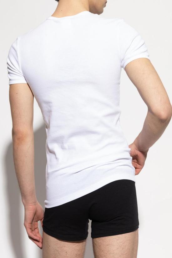  베르사체 반팔 티셔츠 자수 로고 언더웨어 티셔츠 (화이트) - VERSACE