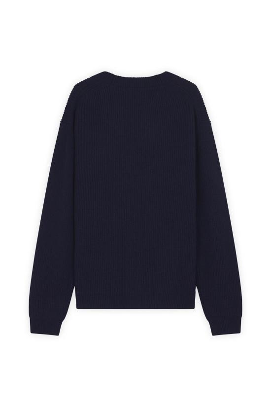  메종키츠네 가디건 메종 키츠네 볼드 폭스 헤드 패치 컴포트 립  잉크 블루 - MAISON KITSUNE