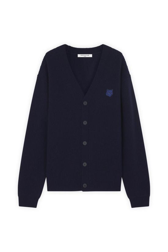  메종키츠네 가디건 메종 키츠네 볼드 폭스 헤드 패치 컴포트 립  잉크 블루