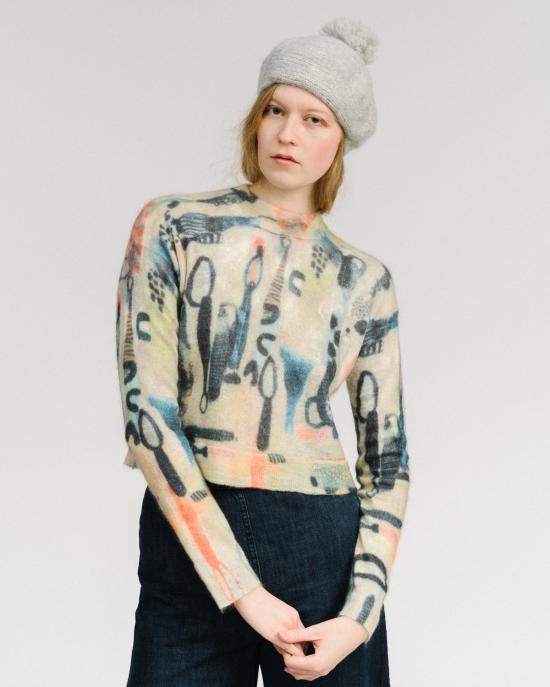  레이첼 코미 스웨터 대시 프린트 모헤어 풀오버 엠마 프린트