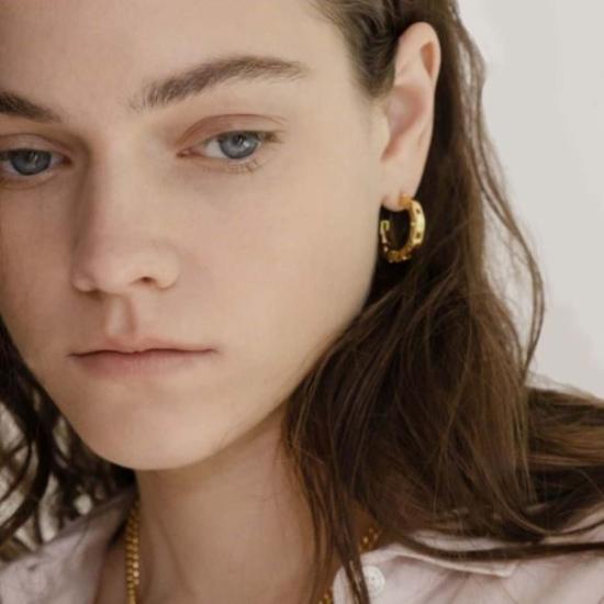  Ille Lan 이어링 일레 란 컨피던트 골드 체인 링크 후프 스몰 - OTHER BRANDS