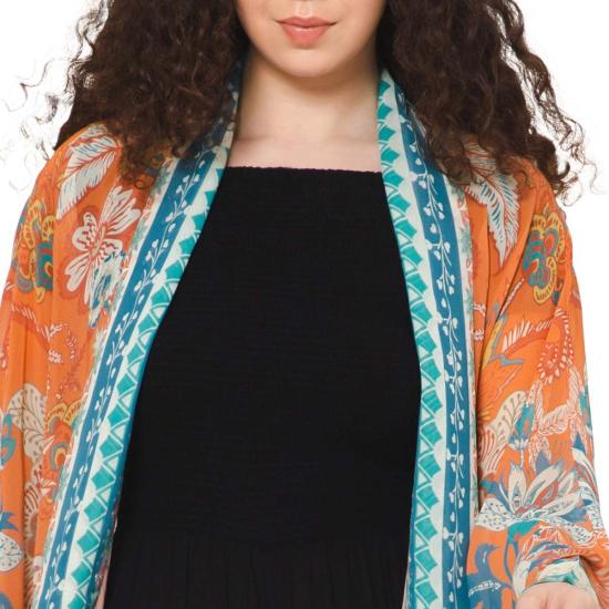  Vismaya 라운지 웨어 비스마야 와일드플라워 쉬어 키모노 오렌지 - VISMAYA