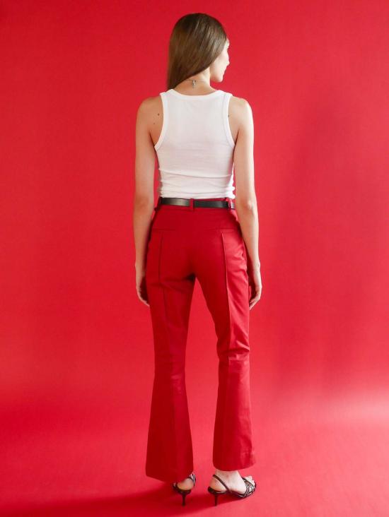  안나 발렌티나 데님 팬츠 비비안 플레어 팬츠 레드 헤링본 - ANNA VALENTINA