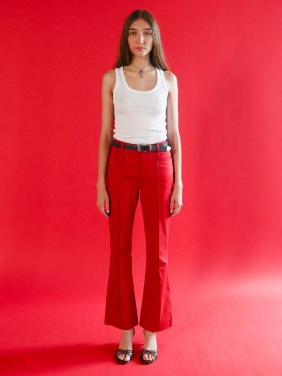  안나 발렌티나 데님 팬츠 비비안 플레어 팬츠 레드 헤링본 - ANNA VALENTINA