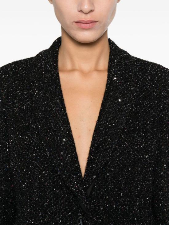  엠포리오 아르마니 수트 자켓 루렉스 싱글 브레스트 블레이저 블랙 - EMPORIO ARMANI