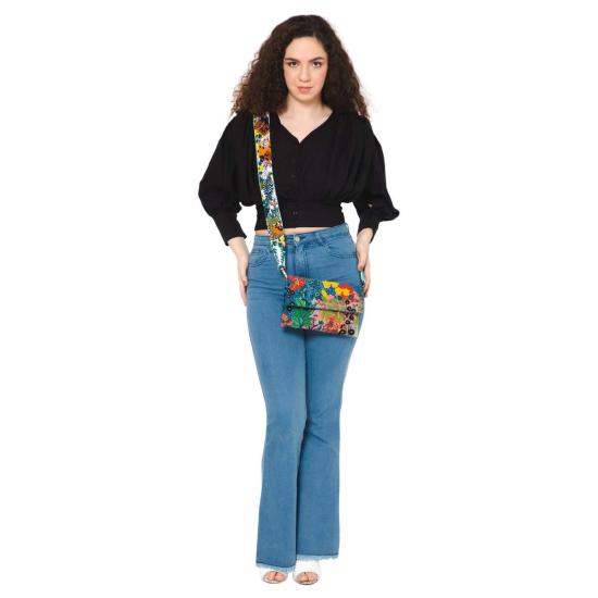  Vismaya 가죽소품 비스마야 나뭇잎 자수 스트랩 아이보리 - VISMAYA