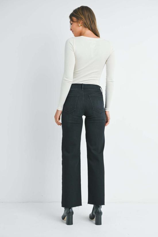  저스트 블랙 데님 데님 팬츠 슬림 팔라초 미디엄 데님 - JUST BLACK DENIM