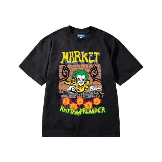  마켓 반팔 티셔츠 리듬 프로바이더 티셔츠 제트 블랙