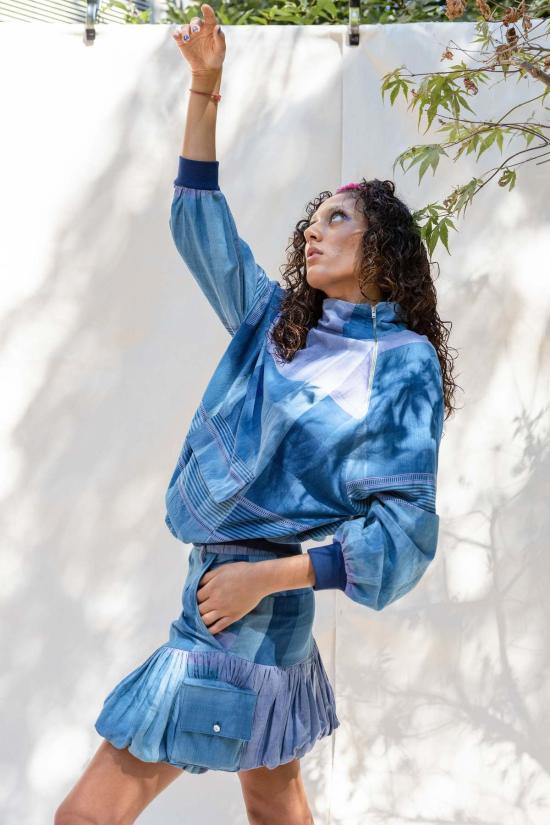  아바카시 블라우스 돌먼 지퍼 풀오버