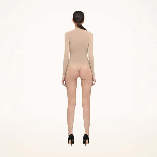  월포드 바디수트 티셔츠 Wolford Buenos Aires 스트링 바디수트 Café Au Lait - WOLFORD