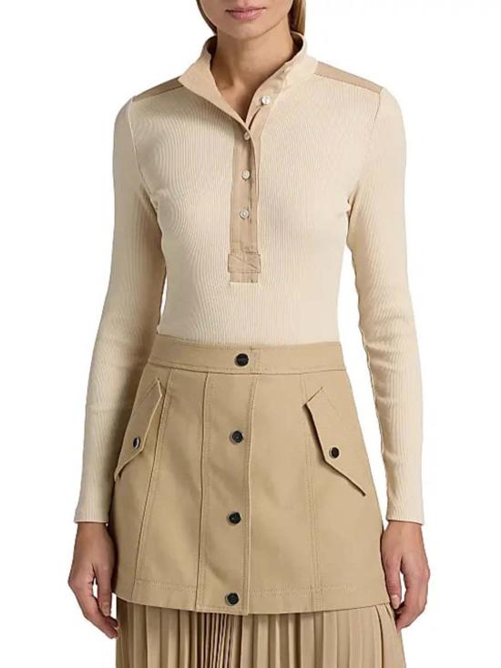  베로니카비어드 긴팔 티셔츠 베로니카 비어드 레이나트 골지 니트 긴팔 상의 라임스톤