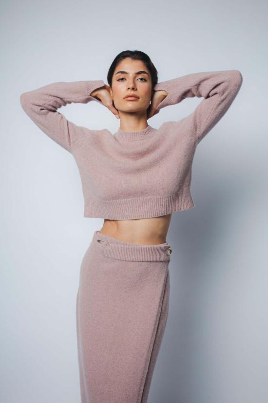  산티클레르 스웨터 산티클러 조이 크롭 캐시미어 풀오버 모브 - SANTICLER