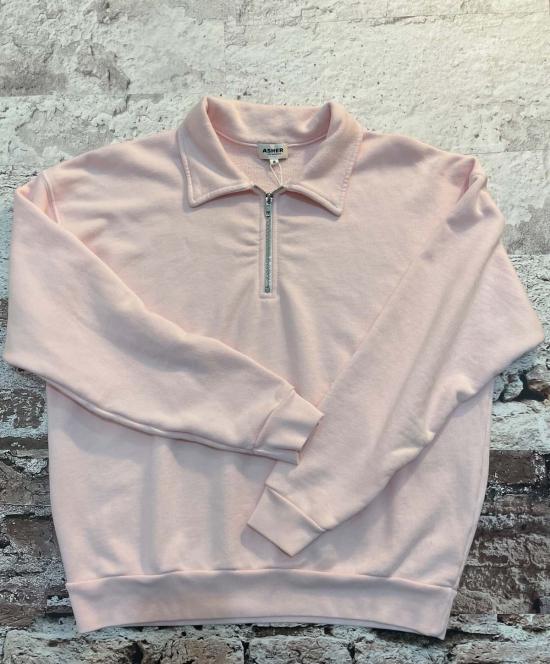  아셀 스웨터 애셔 클로드 1/4 지퍼 스웨트셔츠 소프트 핑크