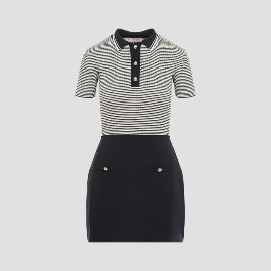  발렌티노 가라바니 숏 원피스 발렌티노 니트 미니 드레스 Cl 아보리오 네이비 오로