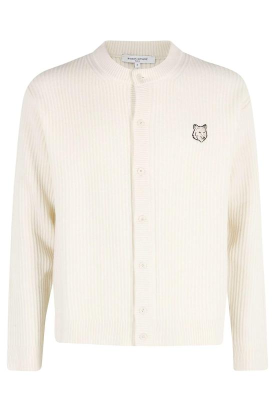  메종키츠네 가디건 메종 키츠네 폭스 헤드 울 골지  에크루