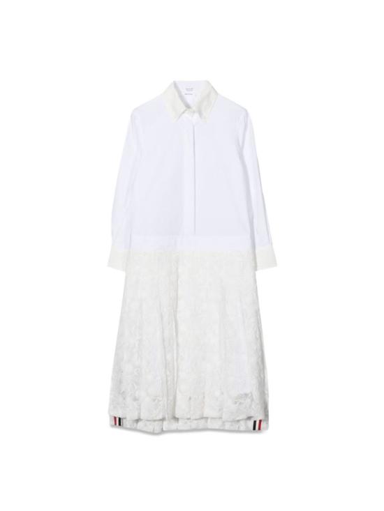  [키즈] 톰브라운 원피스 톰 브라운 키즈 플리츠 밑단 셔츠 드레스 화이트