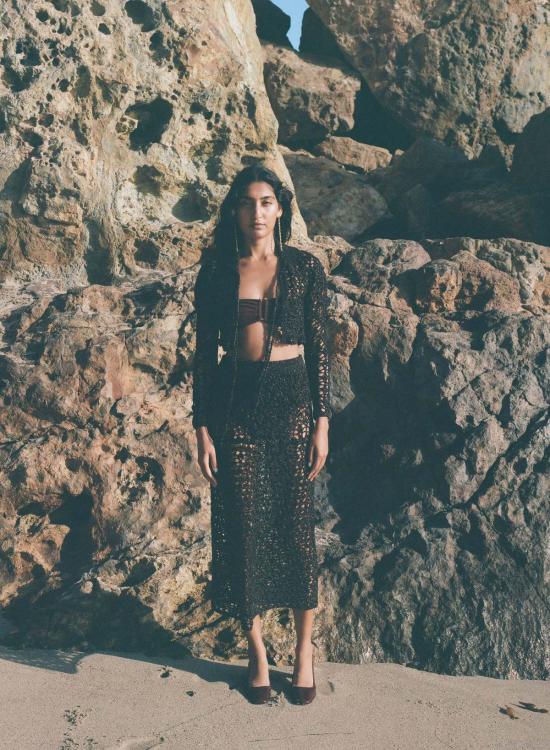  파리 데사이 가디건 지아 레이스 크로셰  블랙/에스프레소 메탈릭 - PARI DESAI