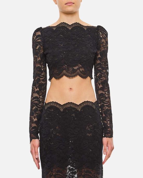  파코라반 긴팔 티셔츠 라반 레이스 긴팔 상의 블랙