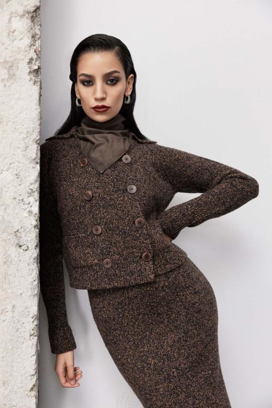  산티클레르 가디건 산티클러 졸라 더블 브레스티드  프레클드 브라운 - SANTICLER