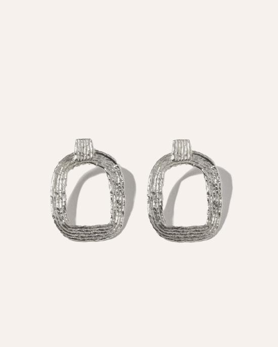  씨오지 이어링 톱니 모양 에바 후프 귀걸이 (은색) - COG