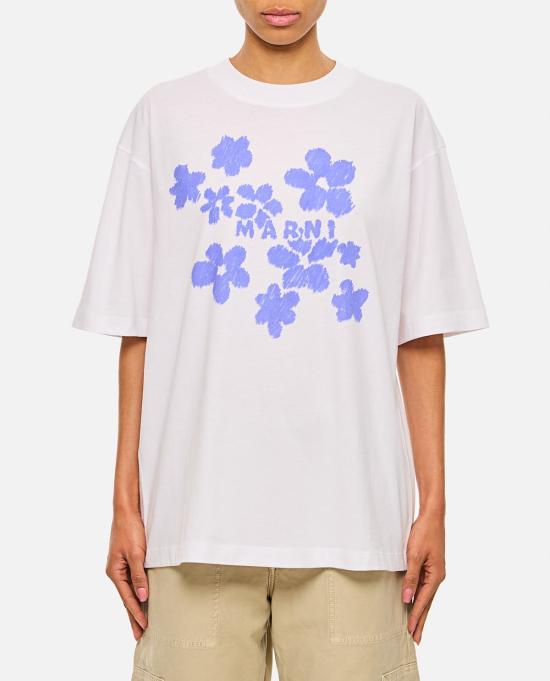  마르니 반팔 티셔츠 코튼 티셔츠 화이트