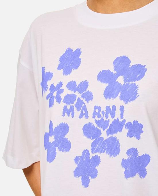  마르니 반팔 티셔츠 코튼 티셔츠 화이트 - MARNI