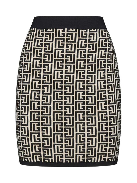  발망 미디 스커트 모노그램 자카드 니트  Gfe 아이보리 느와르