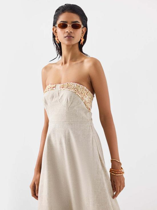  IKKIVI 롱 원피스 이키비 팜 아일랜드 티어드 드레스 오프 화이트 - IKKIVI