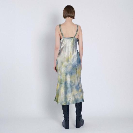  타나카 롱 원피스 캐미 드레스 그린 블루 - TANAKA