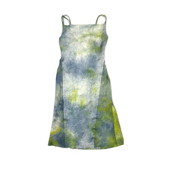  타나카 롱 원피스 캐미 드레스 그린 블루 - TANAKA