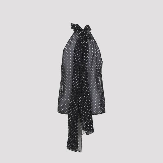  톰포드 블라우스 톰 포드 폴카 도트 탑 블랙/오프 화이트 - TOMFORD