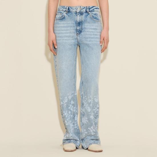  홀츠베일러 데님 팬츠 Holzweiler 꽃무늬 청바지 꽃무늬 프린트