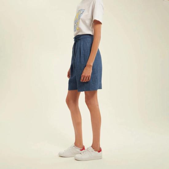  이네스 드 라 프레상쥬 숏팬츠 Ines De La Fressange 프룬 쇼츠 블루 데님 - INES DE LA FRESSANGE