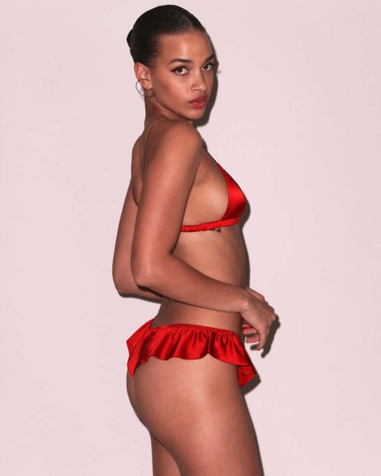  플뢰르 뒤 말 브라 실크 새틴 트라이앵글  루즈 - FLEUR DU MAL