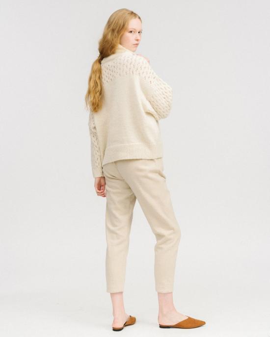  울 하이드 터틀넥 레이스 슬리브  화이트 - WOL HIDE