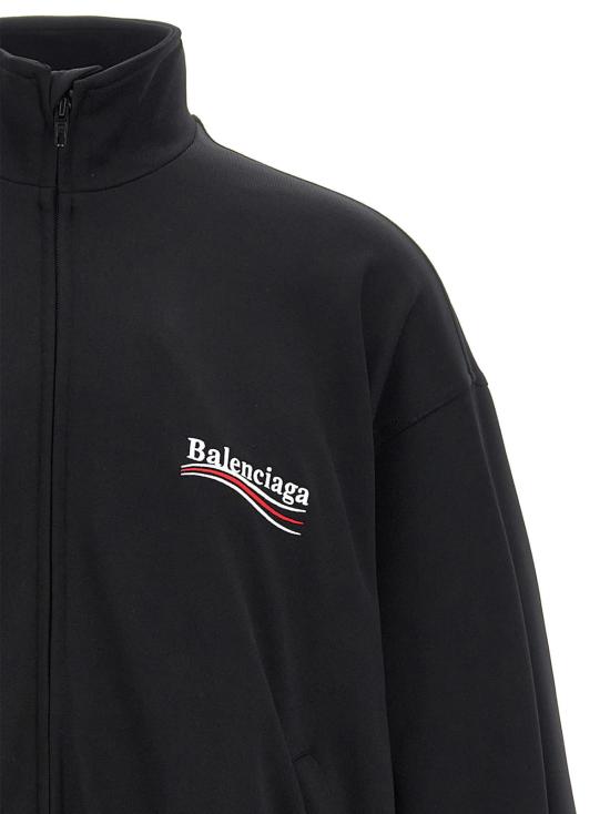  발렌시아가 긴팔 티셔츠 로고 자수 스웨트셔츠 블랙 - BALENCIAGA