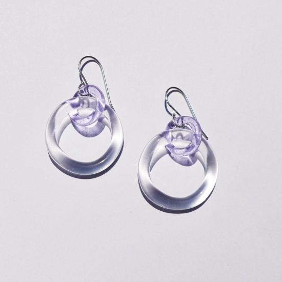  JANE D'ARENSBOURG 이어링 제인 다렌스버그 스몰 클리어 앤 라일락 후프 실버 - OTHER BRANDS