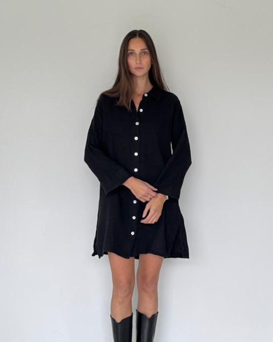  어니스트 코튼 숏 원피스 반팔 셔츠 드레스