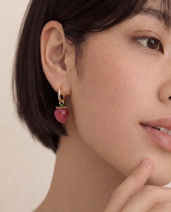  세레 이어링 세리 하베스트 제이드 스톤 참 귀걸이 딸기 - SEREE