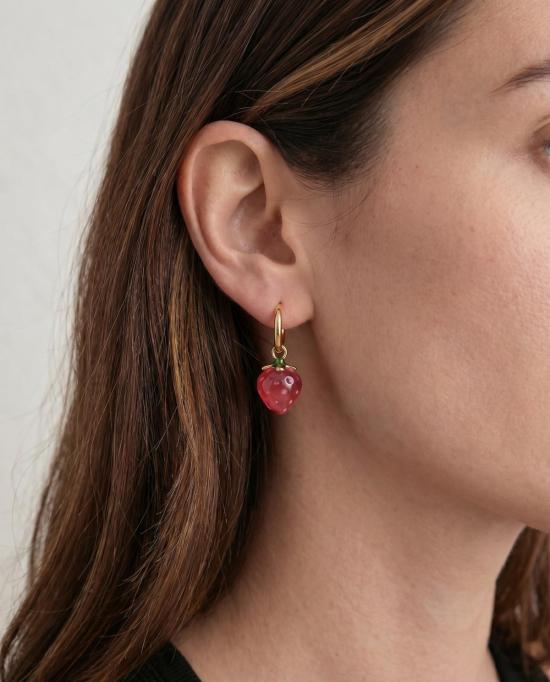  세레 이어링 세리 하베스트 제이드 스톤 참 귀걸이 딸기 - SEREE