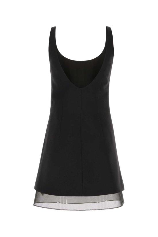  프라다 숏 원피스 에나멜 트라이앵글 로고 미니 드레스 네로 - PRADA