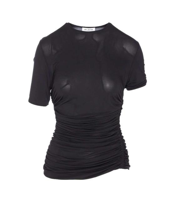  알라이아 반팔 티셔츠 저지 티셔츠 블랙