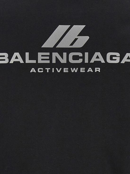  발렌시아가 스웨터 로고 프린트 후드티 블랙 - BALENCIAGA