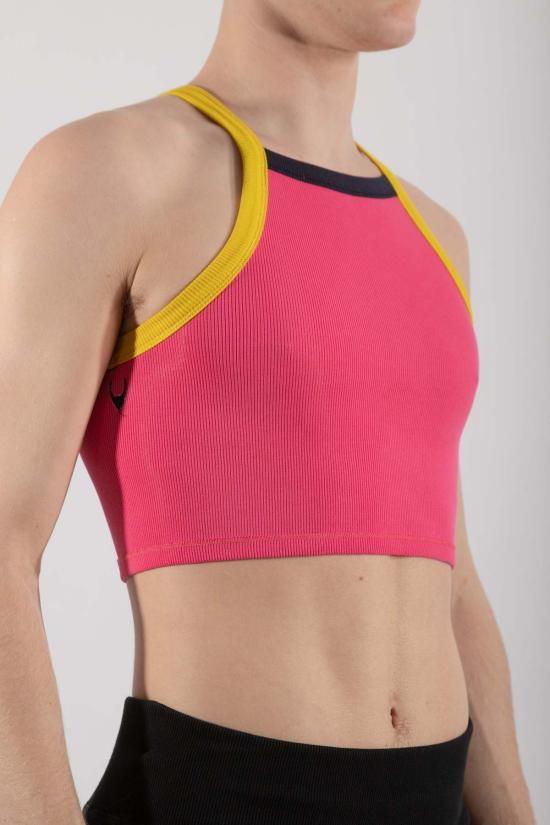  팽 민소매 티셔츠 팡 에센셜 골지 스퀘어넥 크롭탑 핑크 - FANG